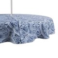 Design Imports 60 in. Round Blue Paisley Print Outdoor Tablecloth With Zipper CAMZ11652